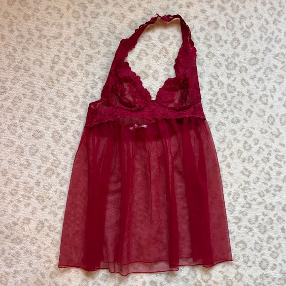 Victoria’s Secret red lace and mesh babydoll lingerie (size s) - Picture 7 of 7